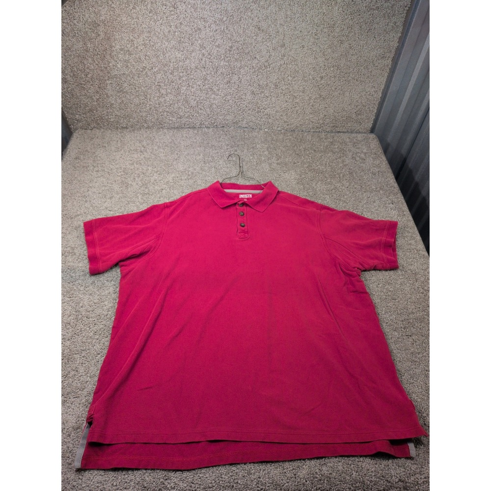 Duluth Trading Co Mens 2XL Red Cotton Pique Short Sleeve Polo Shirt Relaxed Fit